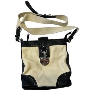 Chaps Leather Purse Shoulder Bag‎ Cloth Strap Adjustable Y2K 2000s Crossbody